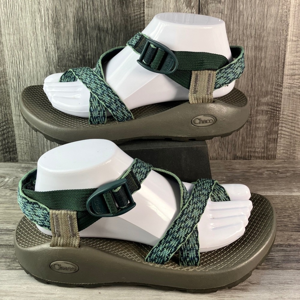 Chaco Z/Cloud 2 Mens 7 Sport Sandals Green Blue Toe Loop Hiking Shoes J106173